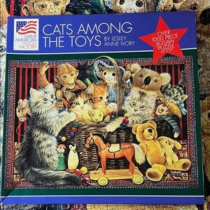 🧩 1000 piece Great American Puzzle Factory “Cats Among the Toys”. Complete.